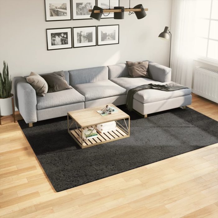 TrendyXL Vloerkleed ISTAN hoogpolig glanzend 200x280 cm antracietkleurig