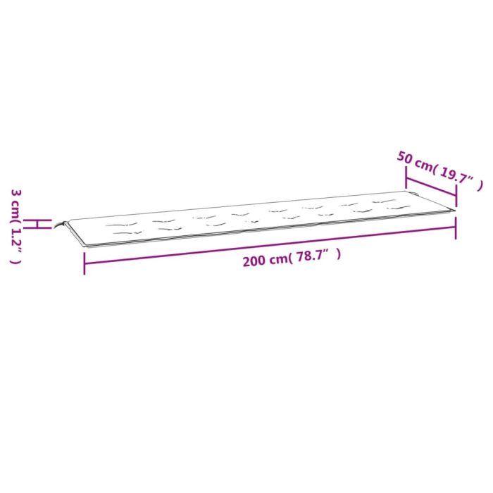 TrendyXL Tuinbankkussen 200x50x3 cm oxford stof koningsblauw