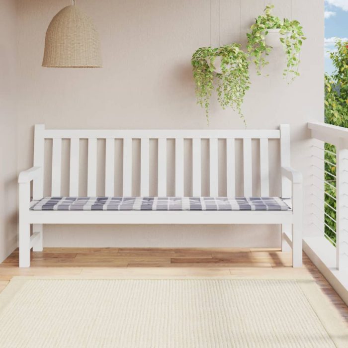 TrendyXL Tuinbankkussen 200x50x3 cm oxford stof ruitpatroon grijs