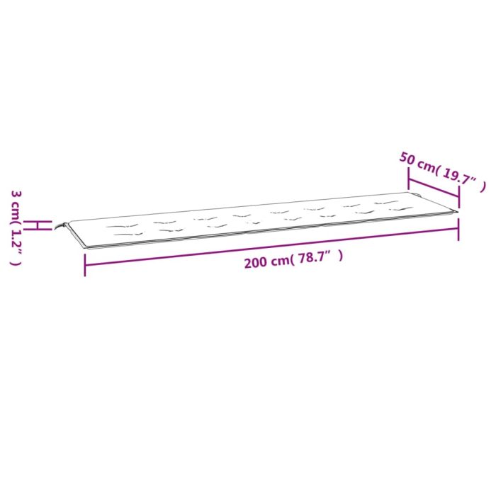 TrendyXL Tuinbankkussen 200x50x3 cm oxford stof ruitpatroon grijs