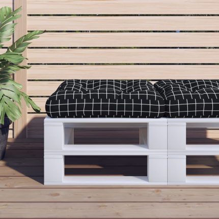 TrendyXL Palletkussen ruitpatroon 50x50x12 cm stof zwart