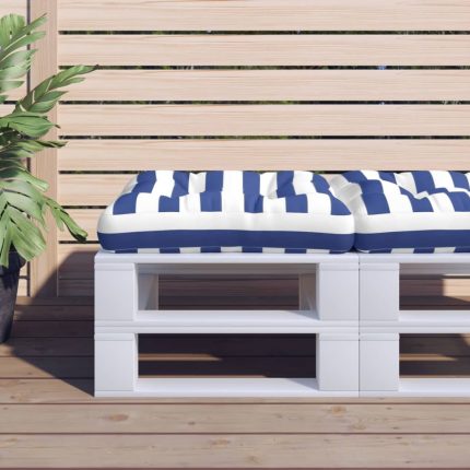 TrendyXL Palletkussen gestreept 60x60x12 cm stof blauw en wit