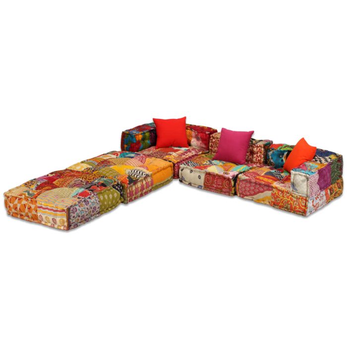 TrendyXL Poef driezits modulair stof patchwork