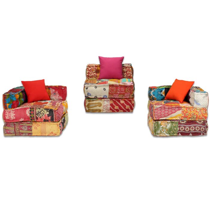 TrendyXL Poef driezits modulair stof patchwork