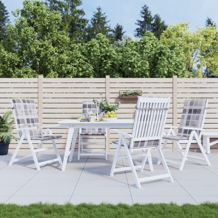 TrendyXL Tuinstoelkussens 4 st 120x50x3 cm stof ruitpatroon grijs