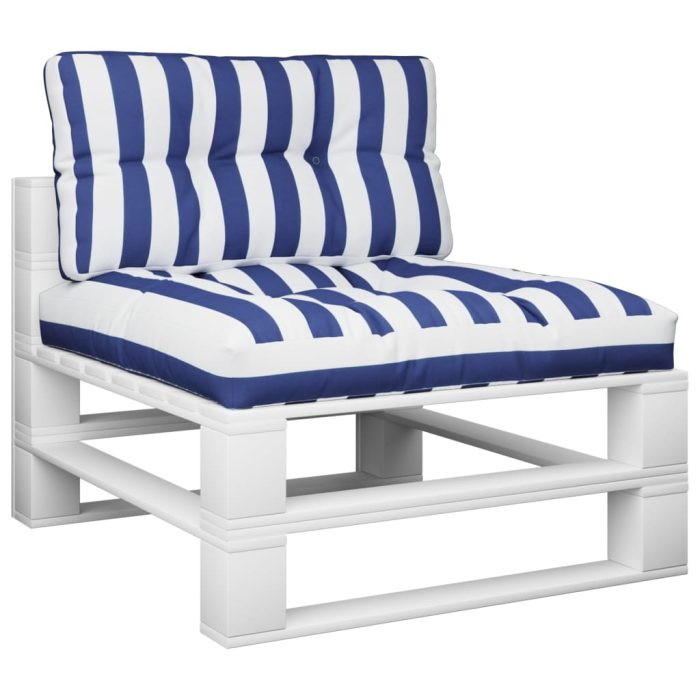 TrendyXL Palletkussens 2 st stof gestreept wit en blauw